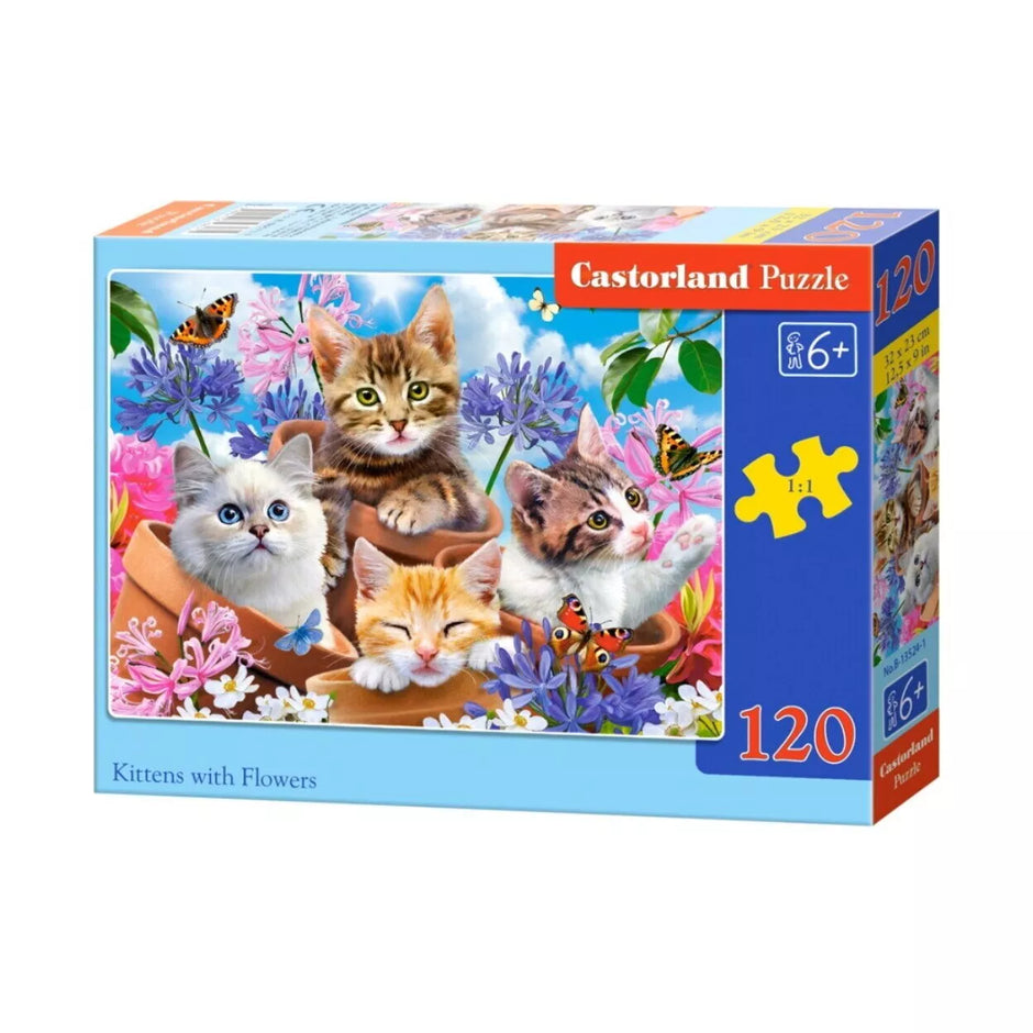 Castorland dėlionė Kittens With Flowers 120 det.