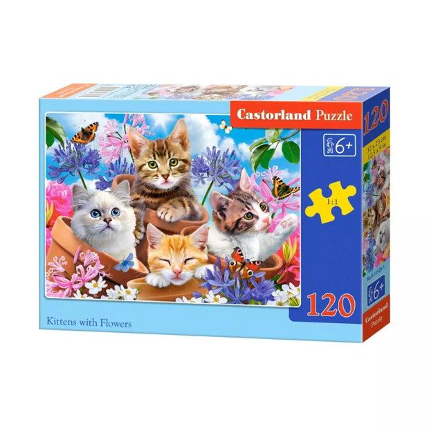 Castorland dėlionė Kittens With Flowers 120 det.