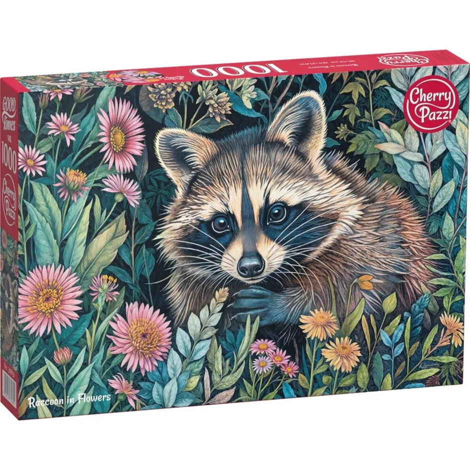 CherryPazzi dėlionė Raccon in Flowers 1000 det