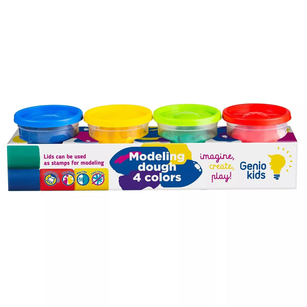 GENIO KIDS Natūralus plastilinas - modelinas, 4 spalvos po 140g