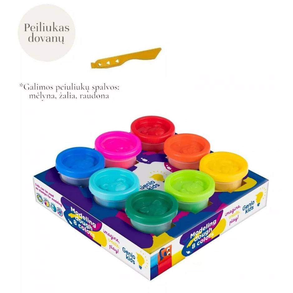 GENIO KIDS Natūralus plastilinas - modelinas, 8 spalvos