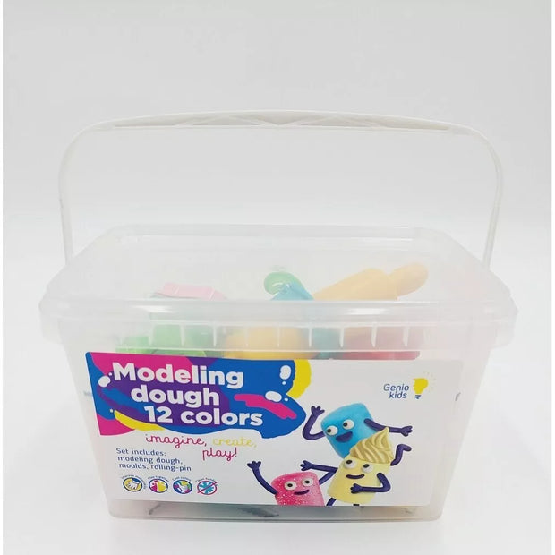 Genio kids plastilinas - modelinas 12 spalvų su formelėmis