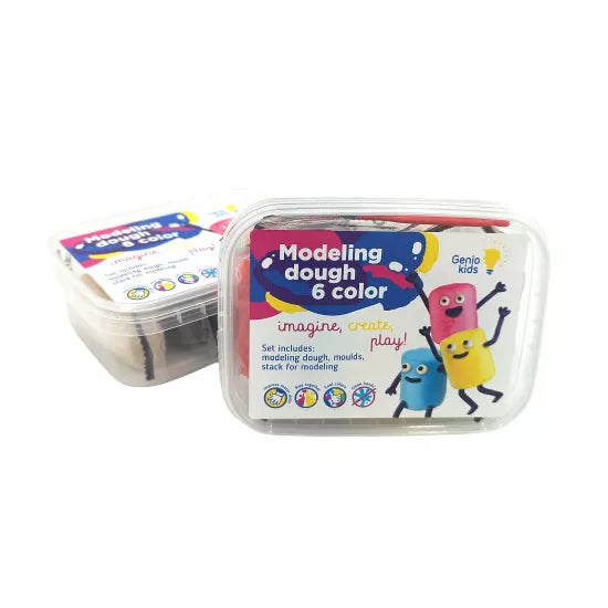 Genio kids plastilinas - modelinas 6 spalvos su formelėmis