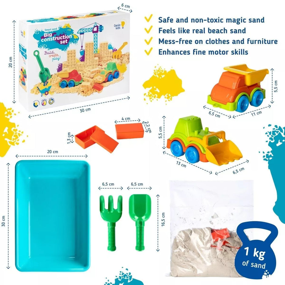 Genio kids rinkinys išmanusis smėlis su smėliadėže Big Construction 1 kg