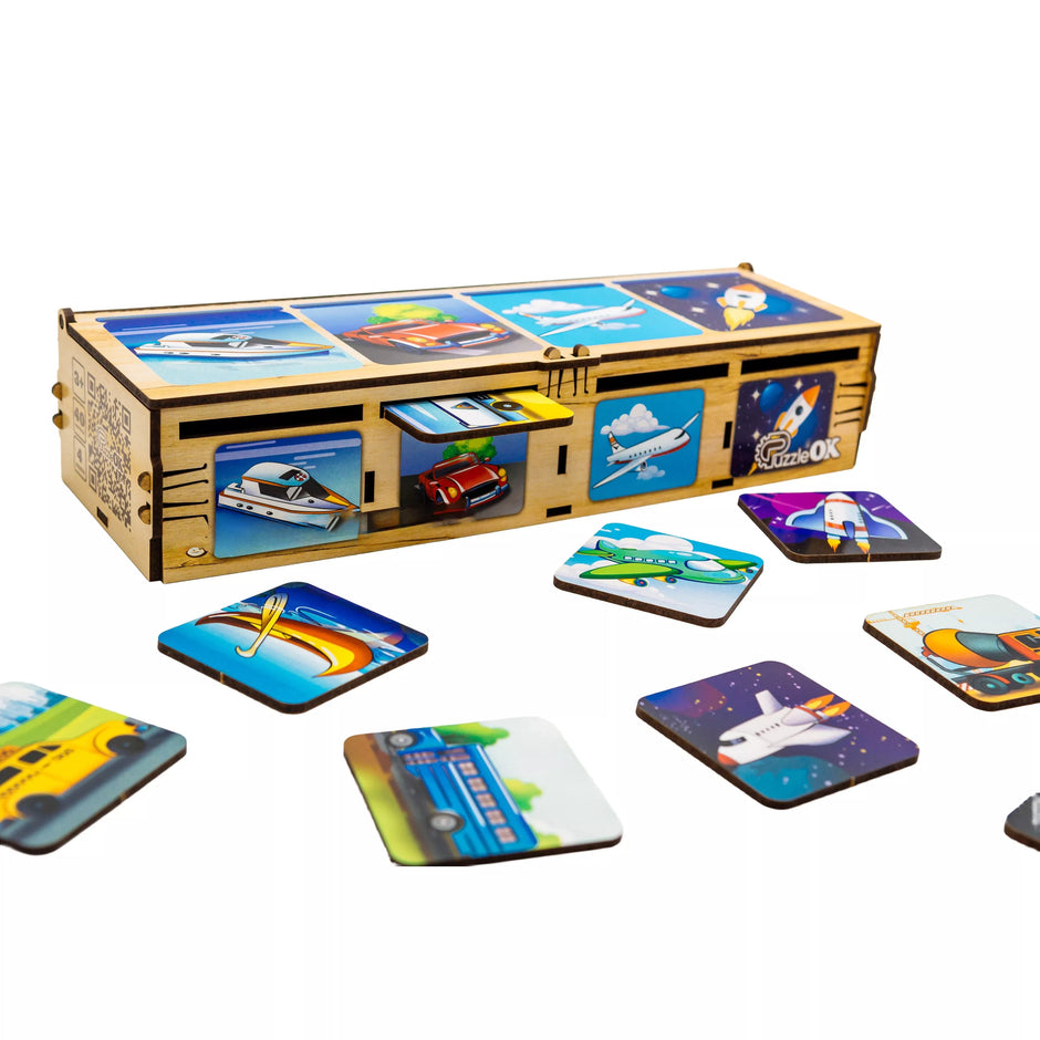 PuzzleOK rūšiuokliai Montessori Transportas