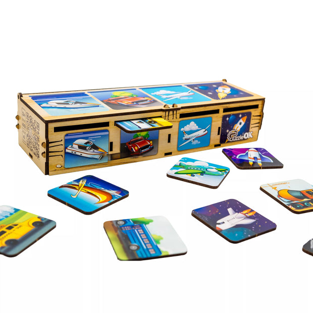 PuzzleOK rūšiuokliai Montessori Transportas