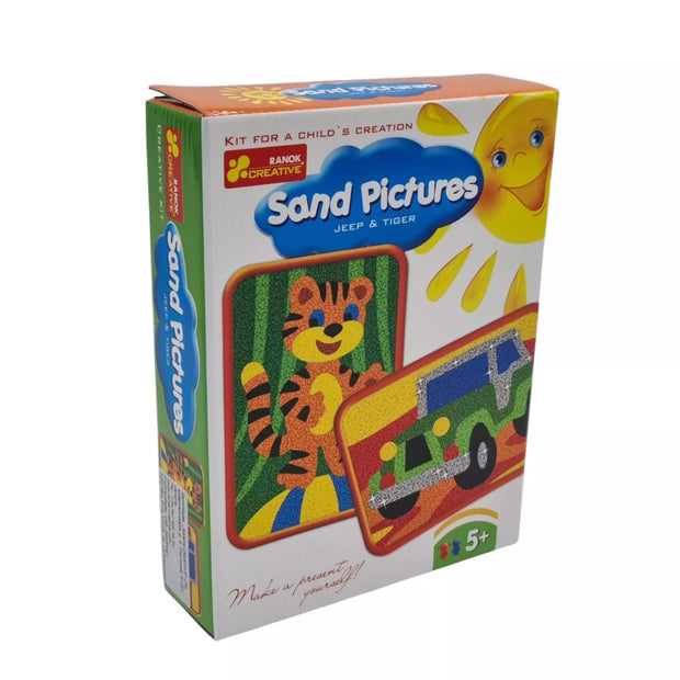 Ranok piešimas smėliu 2 paveiksliukai Džipas ir tigriukas
