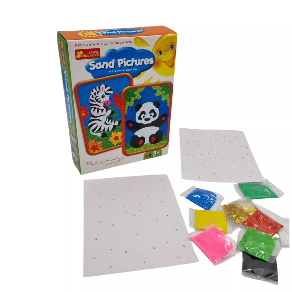 Ranok piešimas smėliu 2 paveiksliukai Panda ir Zebra