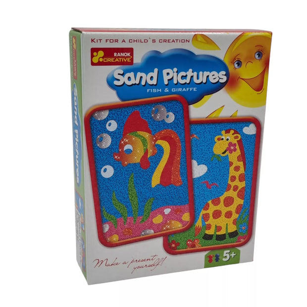 Ranok piešimas smėliu 2 paveiksliukai Žuvytė ir Žirafa