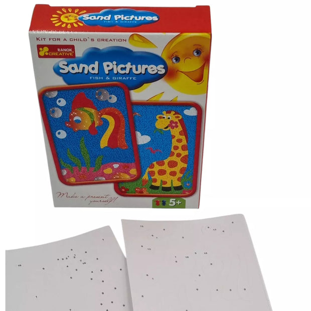 Ranok piešimas smėliu 2 paveiksliukai Žuvytė ir Žirafa
